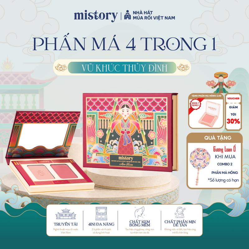 Phấn má hồng 4in1 Mistory Vũ Khúc Thủy Đình hiệu ứng căng bóng sáng da 6g