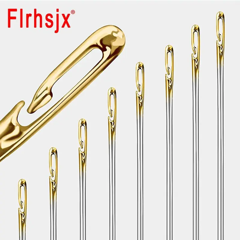 Kim Khâu Tay Bằng Thép Không Gỉ, 12 Cái, Kim Khâu Mới, Không Cần Chỉ, Chỉ Cần Móc Dây Trong Lỗ Mở Bên Đuôi Không Cần, Tự Làm Cho Người Già Mù Nhiều Kích Cỡ Darning 1
