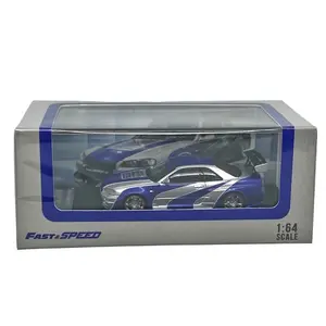 Fast Speed 64 Nissan Skyline GTR R34 Silver Blue Strips
