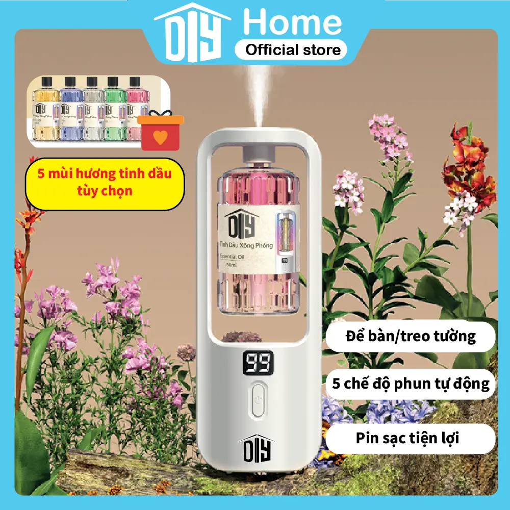 Máy khuếch tán Tinh Dầu PW3 Tự Động 5 Chế Độ Xông Hương Thơm Nhẹ Dịu Tạo Độ Ẩm Không Tiếng Ồn
