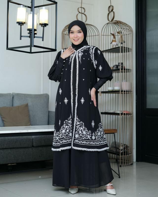 gamis ceurty outer mix bordir set hijab terbaru//dress wanita elegan mewah terlaris//gamis pesta termurah 2