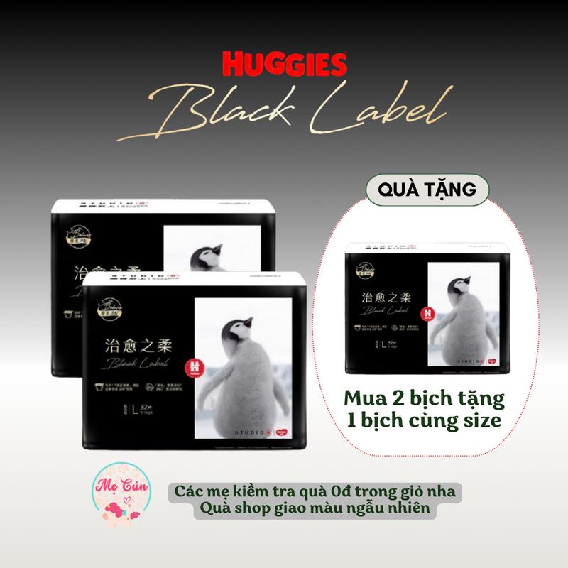 (Mua 2b tặng 1b) Bộ 2 bịch Tã quần, dán Huggies SIêu cao cấp Black Lable L32, XL28, XXL24, NB52, S44, M36