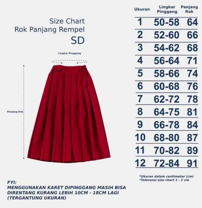 Product Introduction of rok sekolah MI (madrasah) karet pinggang Panjang Seragam 0