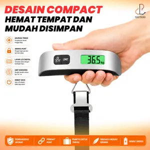 Timbangan Koper Gantung Digital 50kg Electronic Luggage Scale Timbangan Bagasi Silver Travel Scale 50kg