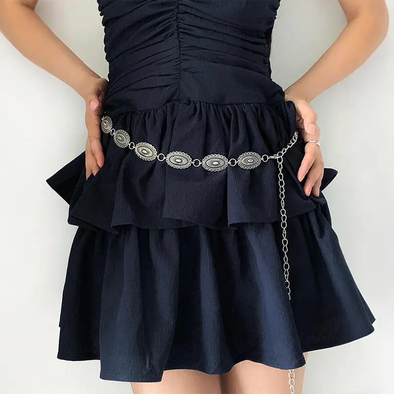 Dây Chuyền Đeo Hông, Bạc, Phong Cách Bohemian Và Cổ Điển, Phụ Kiện Kim Loại, Đầm Dễ Phối Đồ Thắt Lưng Mùa Hè Mới 2025, Sang Trọng Và Đơn Giản thắt  lưng  đính  đá  nữ 1