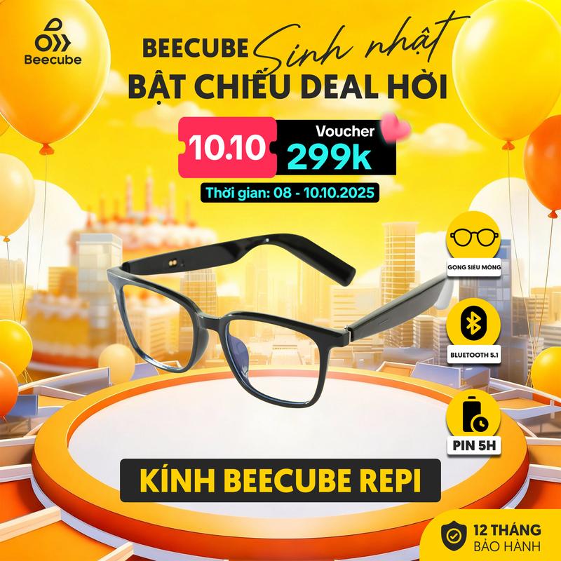 [BEECUBE LIVE] Kính Nghe Nhạc Thông Minh  Beecube Repi Smart Eyewear Ver 3 - Tích Hợp Loa Bluetooth - Nghe Nhạc - Nhận Cuộc Gọi - Nhiều Kiểu Dáng Tai Nghe Nhét Tai Earphone