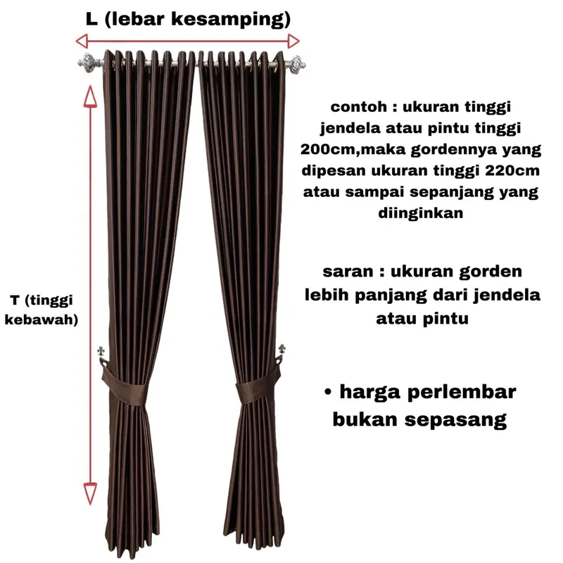 Gorden Polos Kain Blackout Doff Tebal Premium 7 8 9 10 Gelombang Depan Belakang Doff Curtain Jendela Tali Pintu Minimalis 3