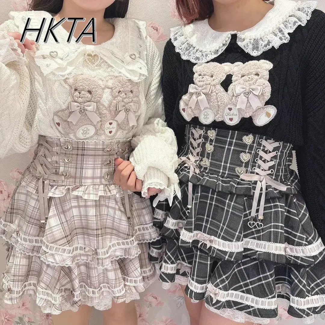 Japanese Classic Cute Bear Knitted Sweater Women's Lolita Girls Long-s ved Sweater Pullover Autumn and Winter New Liz Sweaters