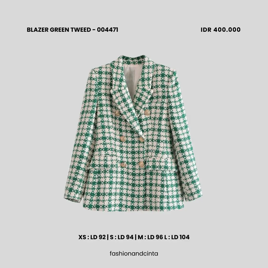 Blazer Green Tweed 004471 Kerja Wanita