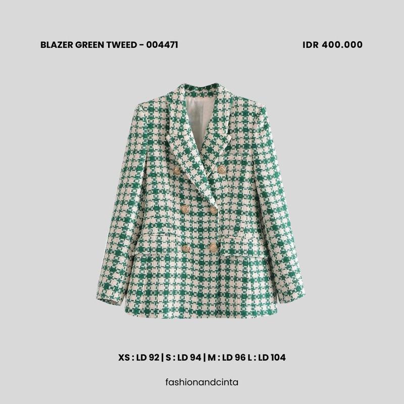 Blazer Green Tweed 004471 Kerja Wanita 0