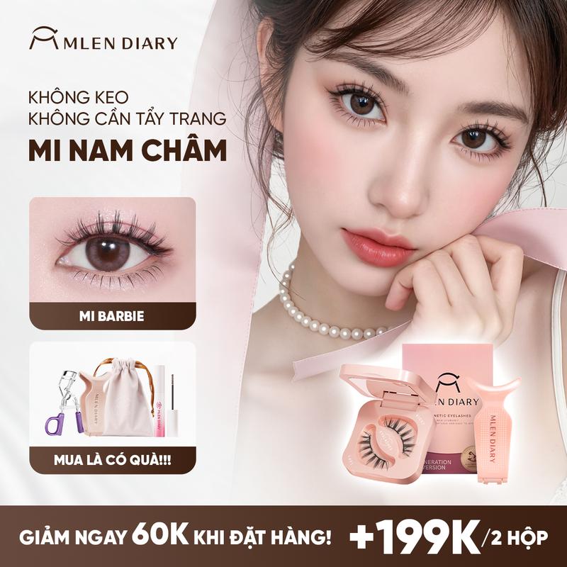 Mlen Diary - Mi Giả Nam Châm Mềm MI BARBIE Barbie Eyelashes Lông Mi Giả Từ Tính An Toàn, Tái Sử Dụng, Chất Lượng Cao, Chuyên Nghiệp, Dễ Gắn, Dễ Sử Dụng, Tự Nhiên Và Nhẹ Nhàng