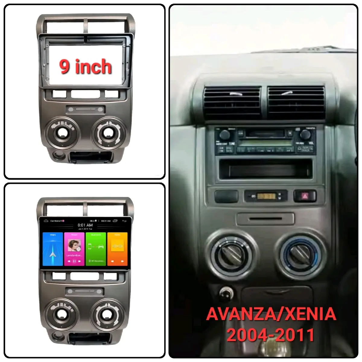 FRAME HEAD UNIT ANDROID AVANZA / XENIA 9" INCH 2004-2011 - BLACK Car