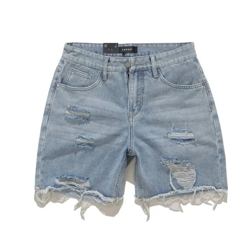 Quần short jean nam màu xanh rách phong cách trên gối trẻ trung nổi bật