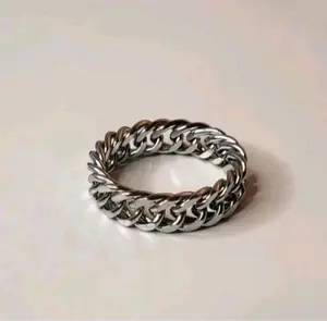 (Bisa COD) Cincin Titanium Model Rantai Rapat Silver Anti Karat Anti Luntur Terbaru Termurah Elegan - Rings