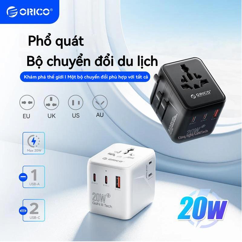 ORICO Củ sạc, 20 100W Sạc Nhanh Bộ Chuyển Đổi Ổ Cắm Du Lịch Đa Năng 4 Loại Chân Cắm,điều khiển nhiệt độ thông minh,200 tương thích với nhiều quốc gia,lý tưởng cho du lịch.Bảo hành 12 tháng(UA)