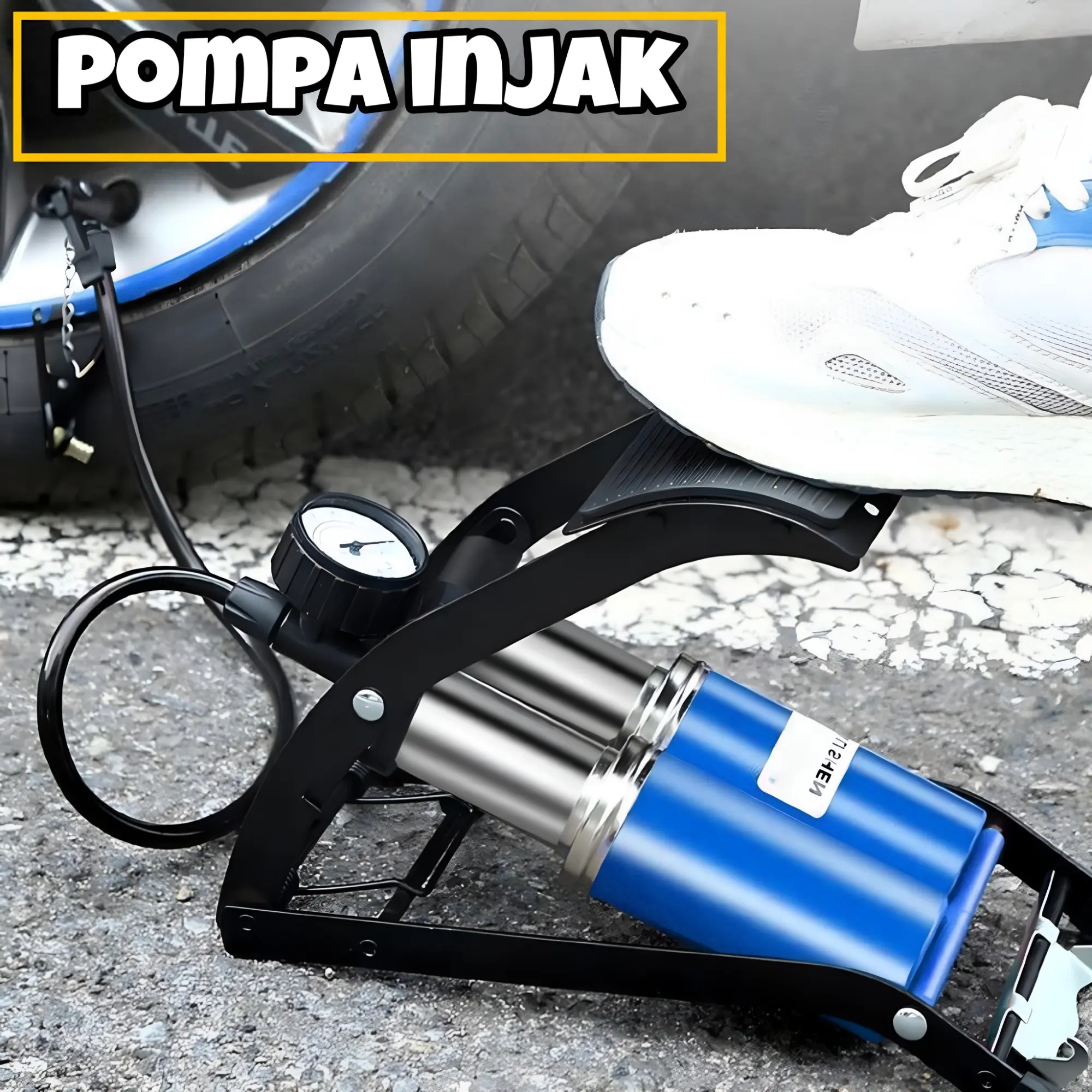 Pompa Injak Darurat Foot Pump Untuk Ban Mobil Motor Sepeda Bola dll Portable Mini Car