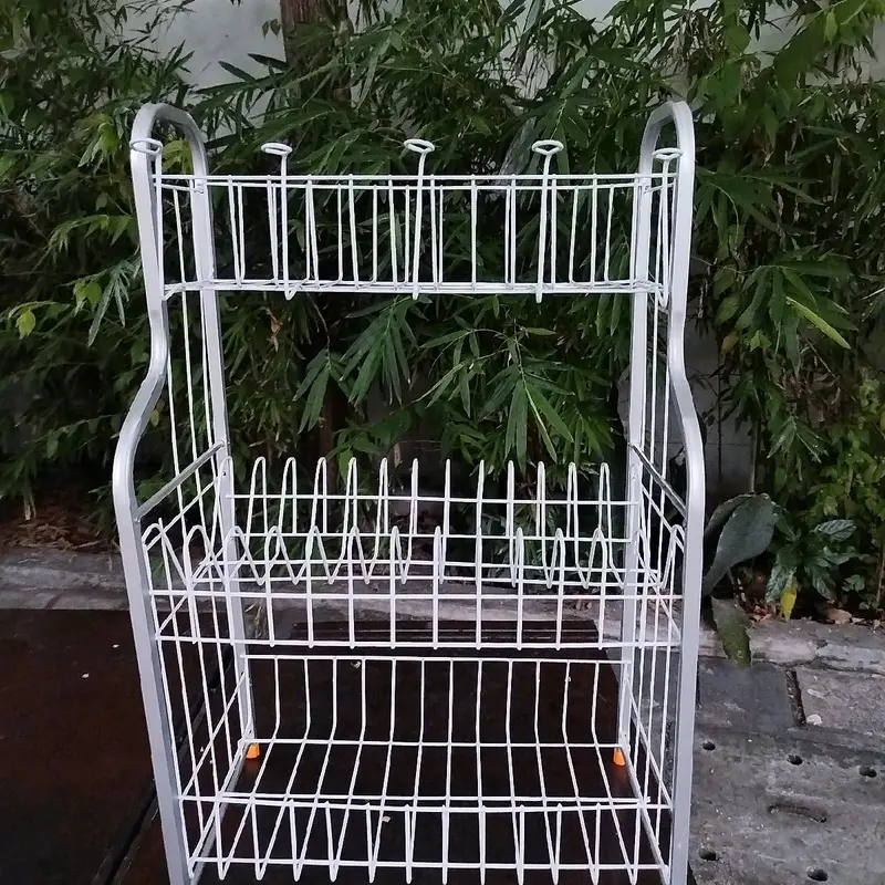 Rak Piring Mini Aluminium 3 Susun / Rak Piring Cantik Minimalis / Plus Tempat Gelas / Tanpa Tempat Gelas Besi Plastic 3