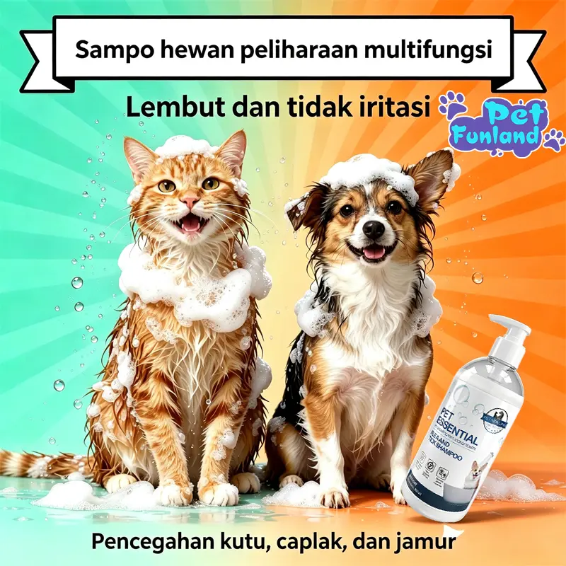 Shampoo Kucing Anjing Multifungsi Berkualitas Tinggi – Pembersihan Mendalam, Anti Kutu Jamur & Bakteri, Pelembut Bulu Anti Rontok, Odour Control, Total Protection, kucing, anjing, kelinci, dan hewan kecil lainnya
