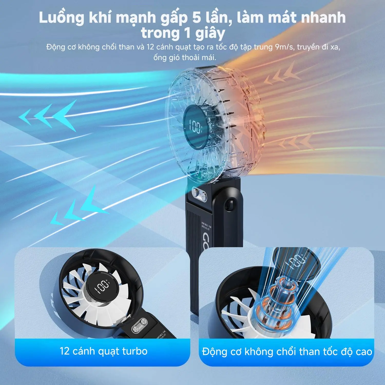Quạt Mini Cầm Tay 3 Trong 1, Quạt Cầm Tay & Để Bàn, Có Thể Điều Chỉnh 100 Tốc Độ, Quạt Yên Tĩnh Và Dòng Không Khí Tốc Độ Cao, Pin 3600mAh, Màn Hình LED, GOOJODOQ | BigBuy360 - bigbuy360.vn Quạt Mini Cầm Tay 3 Trong 1, Quạt Cầm Tay & Để Bàn, Có Thể Điều Chỉnh 100 Tốc Độ, Quạt Yên Tĩnh Và Dòng Không Khí Tốc Độ Cao, Pin 3600mAh, Màn Hình LED, GOOJODOQ | BigBuy360 - bigbuy360.vn