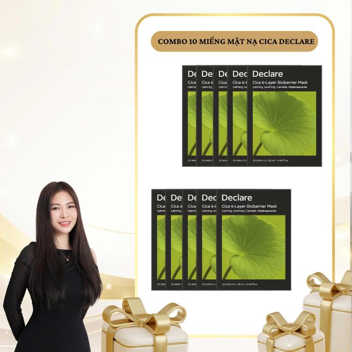  SN1955 - Full hộp 10 miếng mặt nạ Declare Cica 6-Layer Biobarrier Mask 