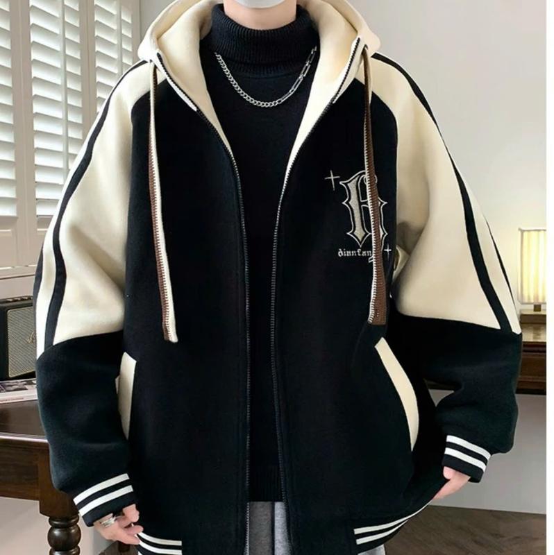 ÁO KHOÁC NỈ BOMBER NAM NỮ FORM RỘNG DÂY KÉO NÓN TO CHẤT NỈ DÀY DẶN MẪU MỚI PHONG CÁCH THU ĐÔNG HÀN QUỐC Jacket Menswear hoodie  rex áo  hoodie spiderman Dài Tay zip áo  khoác  whenever