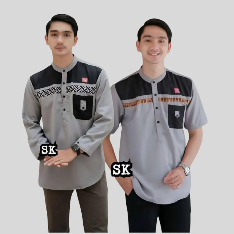 Baju koko muslim motif saka Lengan panjang dan lengan pendek dewasa bahan full katun toyobo 2
