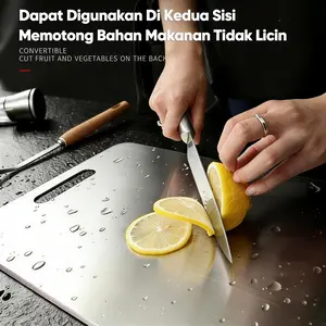 PACPIE    316 Dua Sisi Anti  Alas Potong Daging Buah Sayur Food Grade Kitchenware 1.2 MM 25x15cm-60x40cm Stainless Talenan Steel Bakteri Karat