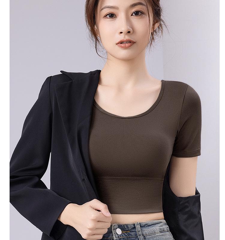 Product Introduction of Selene Bra Padded Top Crew Neck T-shirt Top 21