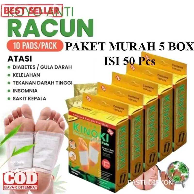 5 Box Kinoki Gold 50pcs Masker Detox Kaki Original - Hand, Foot
