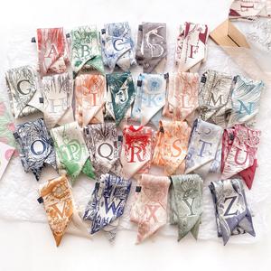 Fashion Hairband Neckerchief Ladies' Twilly Ribbon Bag Tied Handle Small Ribbon Scarf Bag Accessories Wrist Silk Scarf 1pcs SJ1997-22