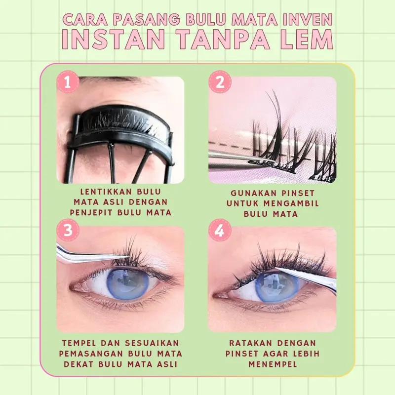 [ BIG SIZE TANPA LEM ] H004 Bulu Mata Palsu LANGSUNG TEMPEL INVEN Premium Eyelash CAT EYE kode : H004 FREE PINSET / Tweezer hasil natural bulumata extensions bulu mata 2