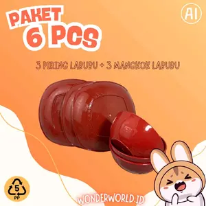 PAKET 6 (3 MANGKOK LABUBU +  3 PIRING LABUBU) CAP AI - Kitchenware BPA FREE Mangkuk