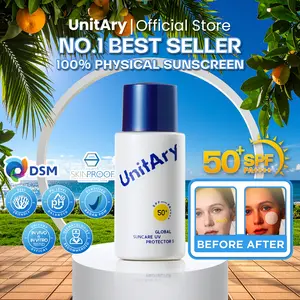 【Rekomendasi Artis】UNITARY Global Suncare Physical Sunscreen 50ml UV Protector SPF 50+ PA++++Mixed Skin Non-Acne Glowing Sesuaikan Keseimbangan Air dan Minyak,Wajah Kusam Mudah Diserap【Hassle-free Formula & Breathable】 Facial skin aqua Mencerahkan