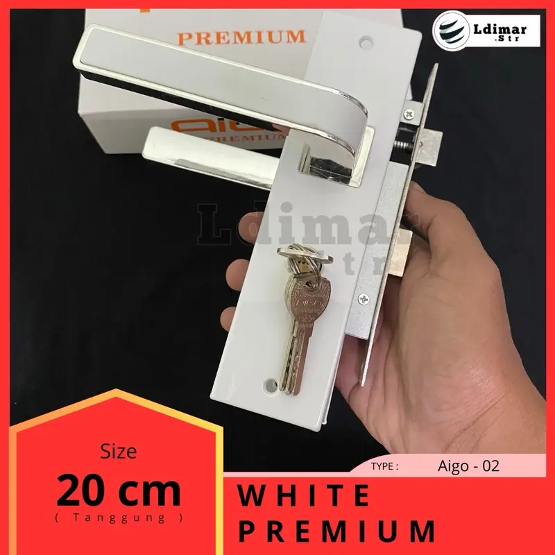Set Kunci Pintu Tanggung 20cm merk Aigo Selot dengan Handle Hitam dan Sentuhan List Silver 2