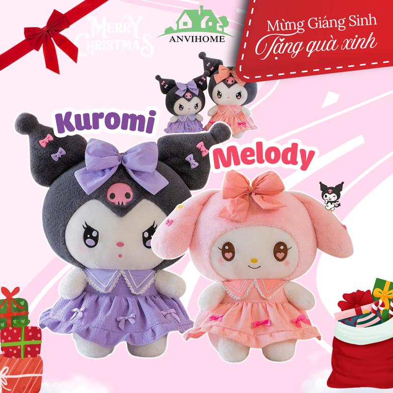 ANVIHOME Gấu Bông Kuromi Váy Hồng Kuromi Váy Tím Melody Váy Hồng - Gấu bông quà tặng sinh nhật quà tặng bạn gái cao cấp