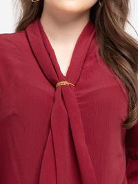 Gambar FAME | 9211671 | Blouse Wanita Lengan 7/8 Detail Dasi Maroon - S dari FAME Official Kota Surabaya 3 Tokopedia