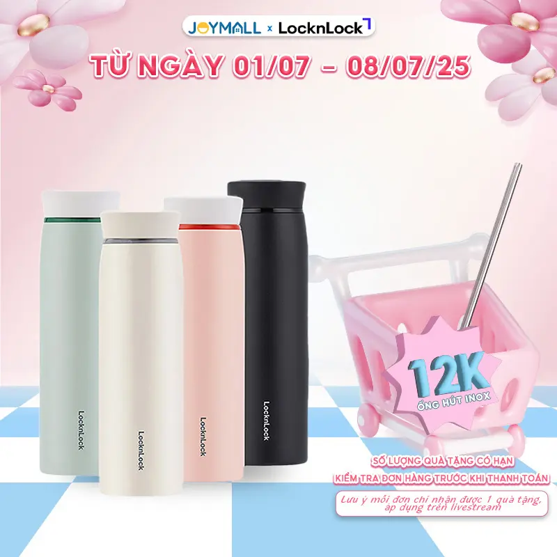 Bình Giữ Nhiệt Locknlock Feather Light Ring LHC4244 460ml - Hàng Chính Hãng, Có Khay Lưới Lọc Trà,Nhẹ Tay - JoyMall [tặng ống hút thẳng từ 01/07 - 08/07/25 chỉ có trên livestream] 0