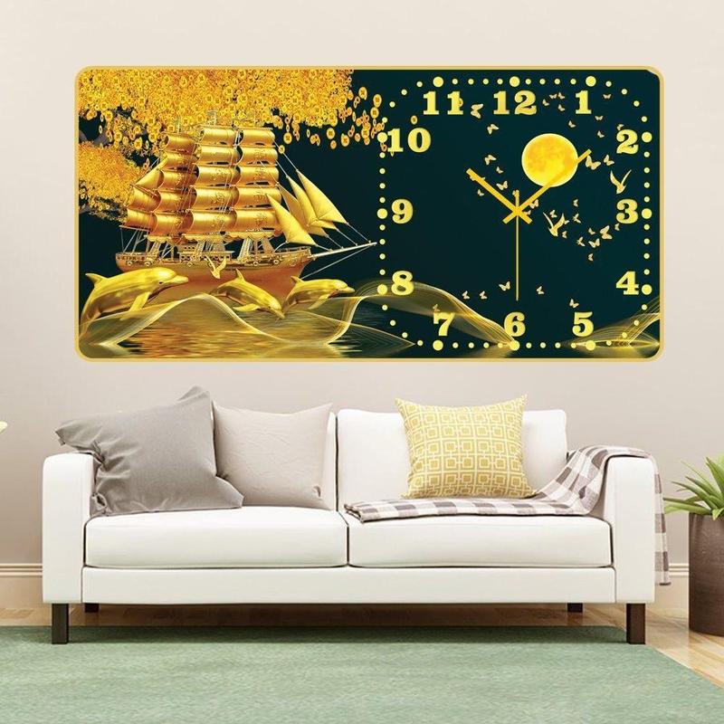 Tranh đồng hồ tráng gương cao cấp 5D 40x80 Decor Decor Phòng Trang Trí Nhà Treo Tường Phòng Khách tranh tráng tranh treo