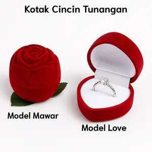 Kotak Cincin Love - Mawar - Persegi Box wedding ring Cincin Tunangan Lamaran Nikah Model Love jewelry