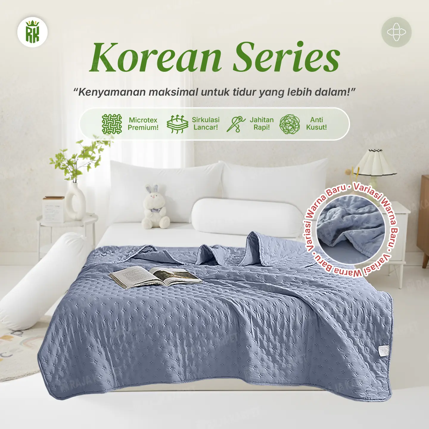 RAJA X INEM - Selimut Polos Korea Style Warna Pastel Halus & Lembut Simple Minimalis (Hanya Selimut) [15]