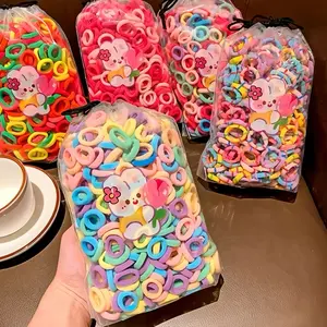 200 PCS Ikat Rambut Korea Warna Warni - Karet Rambut Donat Mini Elastis untuk Wanita & Anak D117