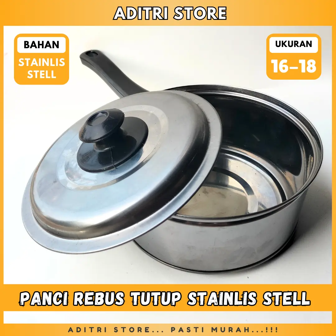 Panci Rebus Panci Susu Tutup Stainlis Serbaguna Uk. 16 - 18 Full Stainlis Stell