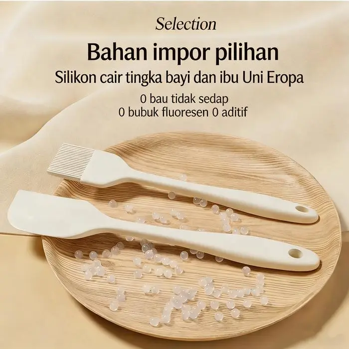 BIG SALE Rumah Ada Semua Set Alat Baking Silikon Premium Aman untuk Anak Bahan Makanan Grade A Spatula Whisk Penjepit Sutil Anti Lengket Tahan Panas 4in1 Kualitas Terbaik