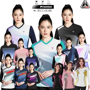 BPC Baju Badminton Cewe Lengan Panjang Dewasa Kaos Bulutangkis Wanita Jersey Badminton Women Print Sport