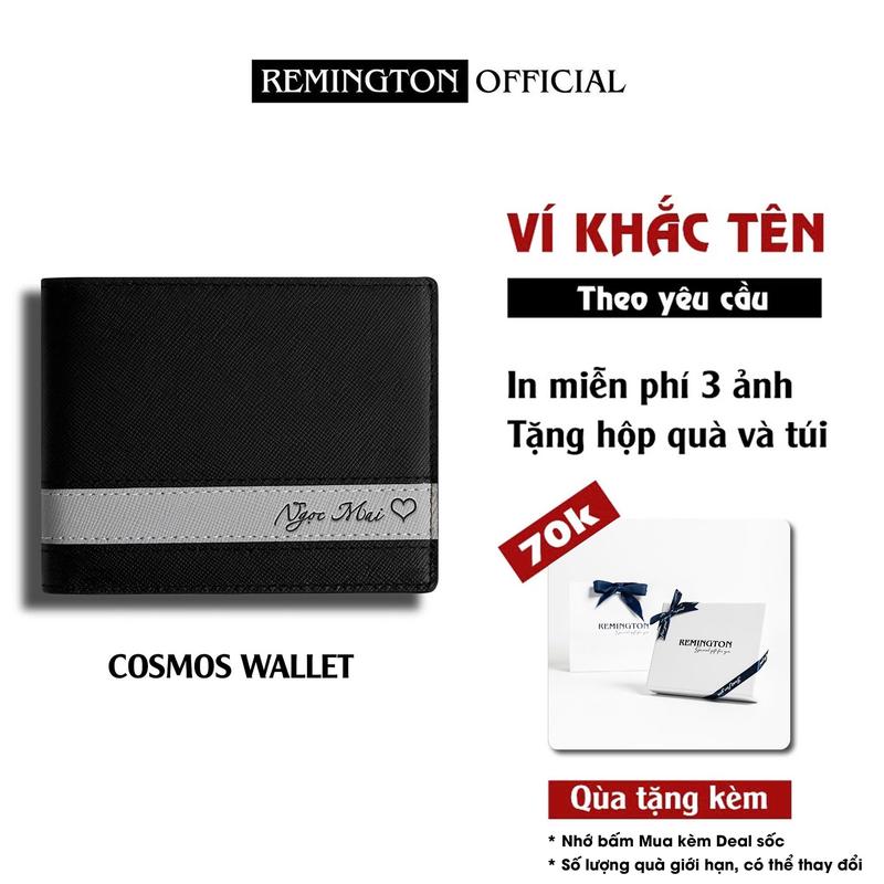 [ Fullbox Đã Gói Quà ] Ví khắc tên theo yêu cầu Remington - Cosmos ngang miễn phí in 3 ảnh và tặng kèm hộp, túi giấy làm quà tặng cho người yêu, chồng  hoặc bố Wallet Nam