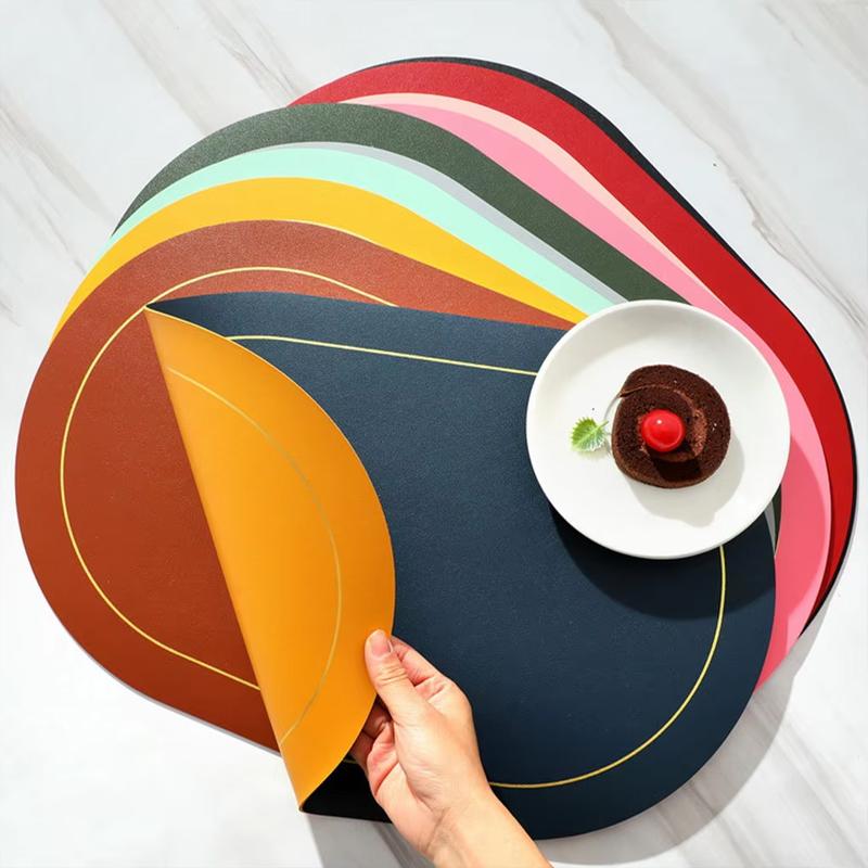 BB Placemat 2 Sisi Tatakan Meja Alas Piring Oval Kulit Leather 2 tone warna Anti Panas 4