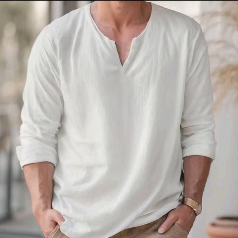 LINEN.ELITE Baju Linen Pria Atasan Baju Katun Linen Pria Dewasa Santai Setalan Koko Pria Baju Casual Pria Bahan Linen Lembut 0