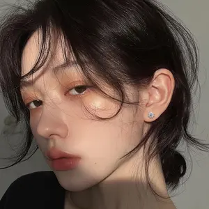 EAR PARTNER-Anting Matahari dengan Batu Safir Biru Unisex Pria & Wanita Desain Kecil Unik Pengunci Ulir Gaya Manis Keren Model Terkini Modis Elegan Eksklusif Hadiah Perhiasan - Earrings