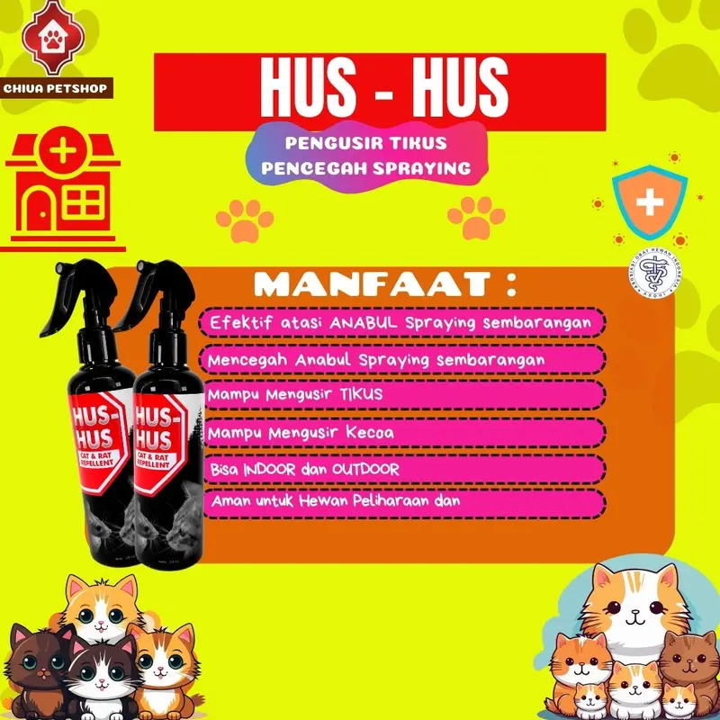 HUS HUS RAT CAT 250 ML Anti TIKUS dan KUCING Spraying Aman Untuk Hewan Peliharaan 1