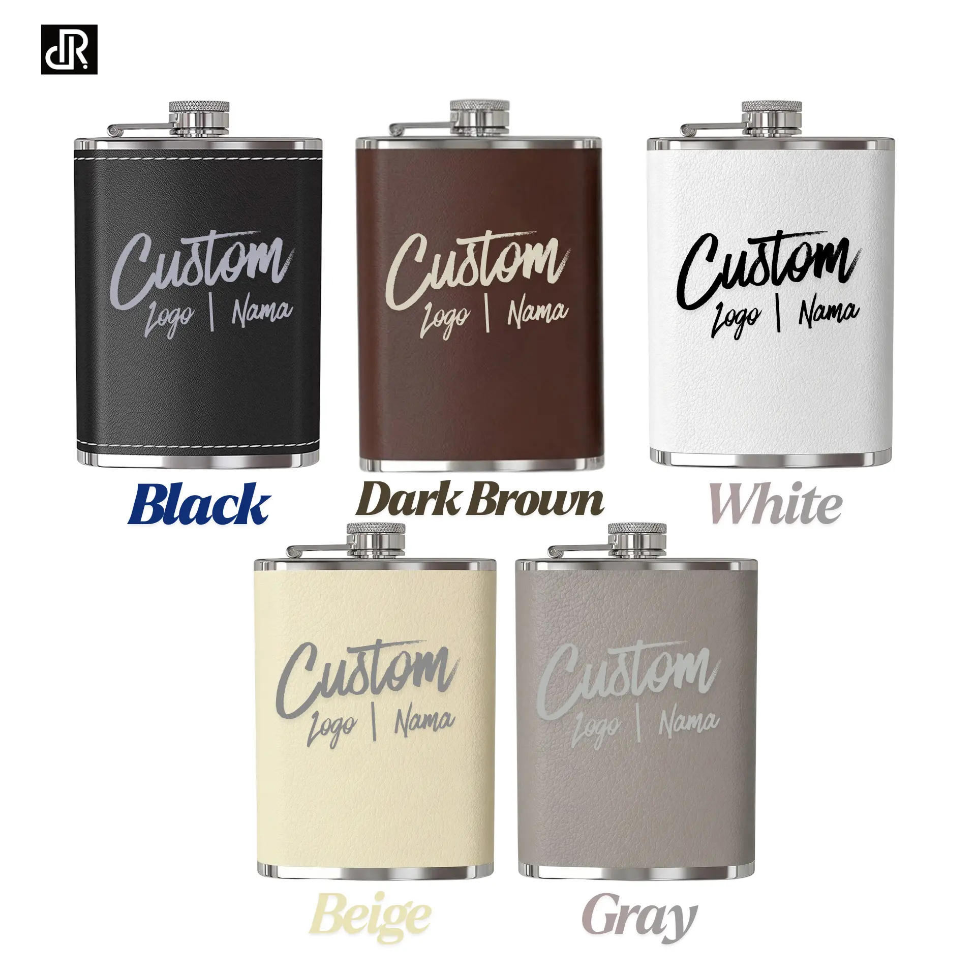 DotRaster [Custom Logo] Botol Minum Hip Flask Stainless Steel Layer Skin MAGICWE 8oz